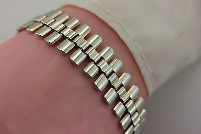 925 sterling silver 7.5" 15mm bar link chain bracelet 20.82g vintage estate