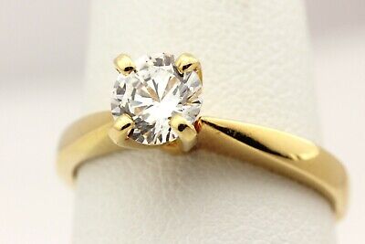14k yellow gold 6mm round CZ cubic zirconia solitaire engagement ring 3.4g