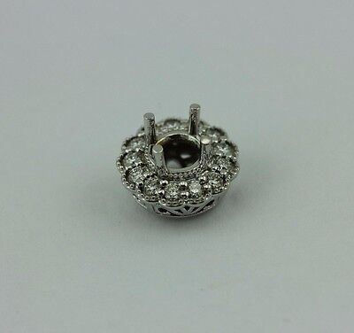 14k white gold diamond halo pendant prong setting for 3/4ct 5.6-5.8mm center new