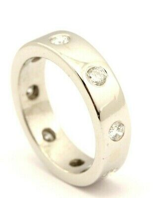 Platinum 0.44ctw round diamond wedding band ring size 4.25 estate
