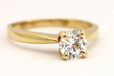 14k yellow gold 6mm round CZ cubic zirconia solitaire engagement ring 3.4g