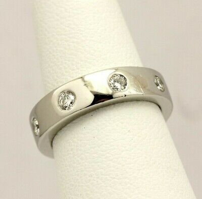 Platinum 0.44ctw round diamond wedding band ring size 4.25 estate