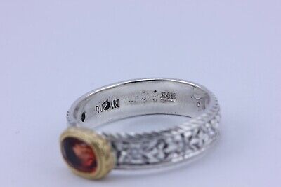 orange sapphire diamond sterling silver ring 5.5mm band men's size 9.5 engraved