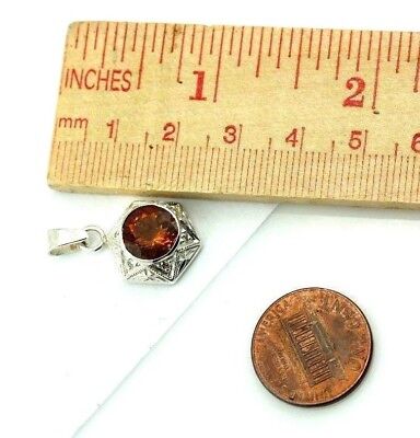 Sterling Silver 2.74ctw citrine 6 round diamond star engraved bezel pendant new