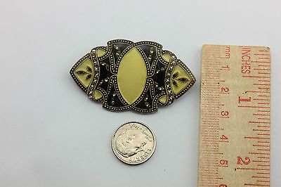 VINTAGE YELLOW LAQURED RHINESTONE ENAMEL PIN BROOCH ESTATE STERLING SILVER