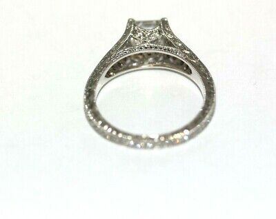 GIA 1.00ct radiant diamond E VS2 platinum split band engagement ring 1.58ctw NEW