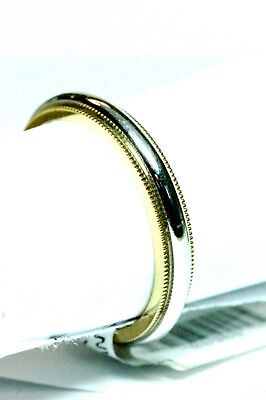 18k yellow gold platinum two tone milgrain band 3.4mm size 9 ring new 6.1 grams