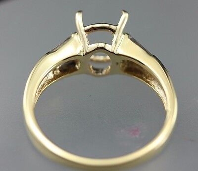18k yellow gold engagement ring oval cushion semi mount baguette diamonds estate
