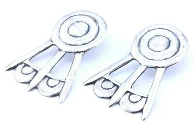 sterling silver earrings stud drop dangle 16.37g wheel feather medicine vintage