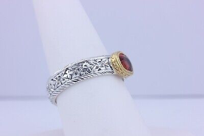 orange sapphire diamond sterling silver ring 5.5mm band men's size 9.5 engraved