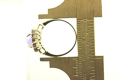 14k yellow gold Lavender Jadeite Jade Natural Rhodolite Garnet Halo Ring estate