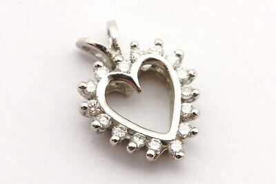 Platinum 0.17ctw round natural diamond open heart shape pendant charm NEW 1.9g