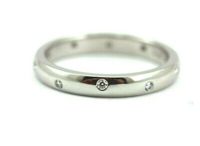 Platinum 0.10ctw round diamond zig zag wedding band ring size 6.75 NEW