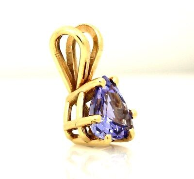 14k yellow gold 5.9mm trillion blue violet purple tanzanite solitaire pendant