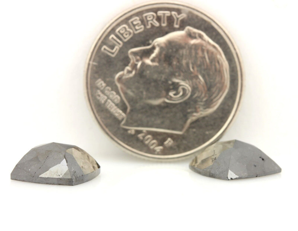 Diamonds matched pair treated black 4.47ctw square rose cut mix 8.3x7.9mm NEW