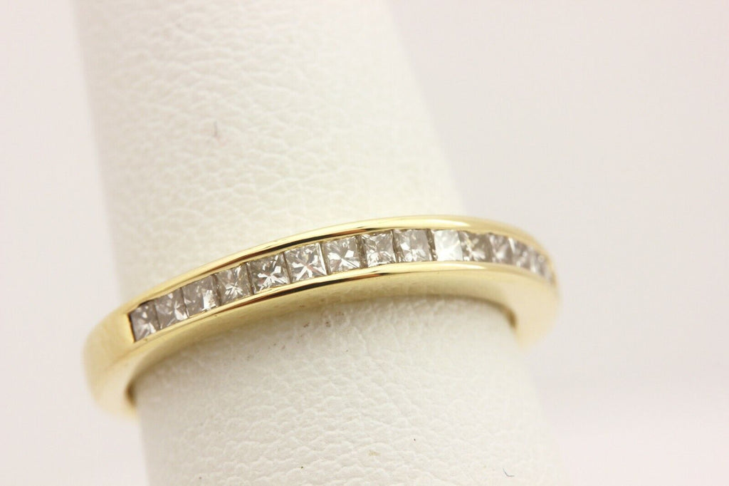 14k yellow gold 0.60ctw princess diamond band size 4.5 ring 2.37g estate