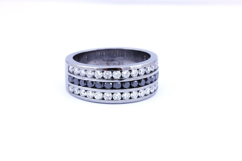 14k white gold black diamond 2.48ctw man's ring size 10.5 band 8.7dwt 9.75mm new