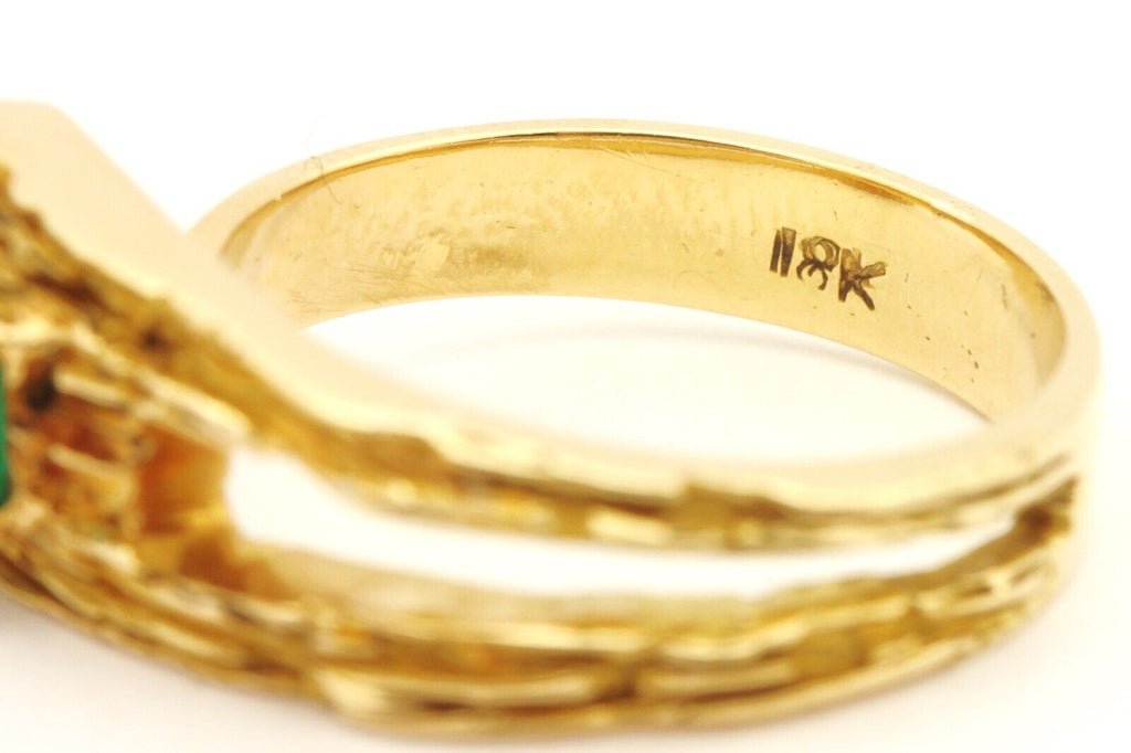 18k yellow gold 0.40ct square natural green emerald ring band size 6.5 6.31g