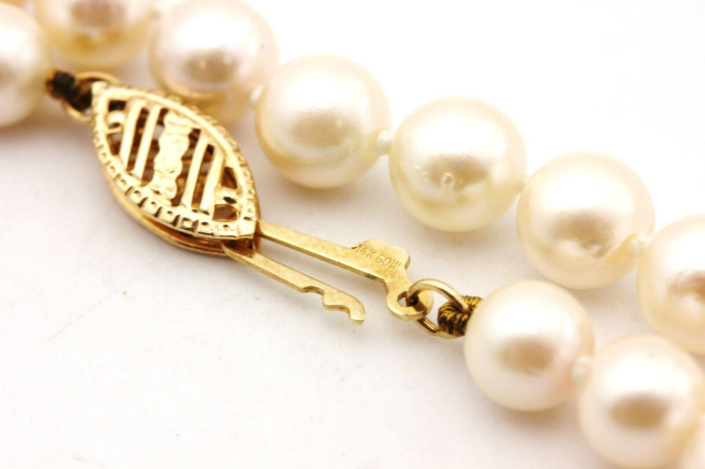 14k yellow gold 18" strand necklace 5.5-6.0mm cultured pearl round white NEW