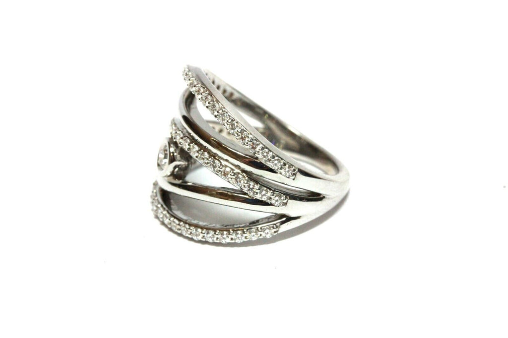 14k white gold diamond split band ring 0.67ctw 7.8g VVS D-F size 6.5 estate