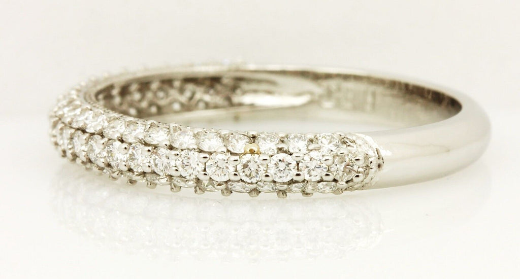 Platinum diamond 0.63ctw three row anniversary wedding band sz 6 2.93g NEW