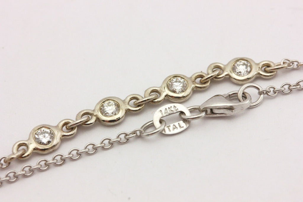 14k white gold 0.25ctw round diamond rolo chain bracelet 7 inch 2.07g new