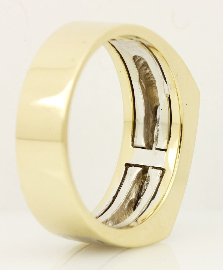 14k yellow white gold man's wedding band 0.62ctw princess diamond sz 8.5 estate