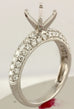 14k white gold 1ct 6.5mm round engagement ring semimount .65ctw diamond band