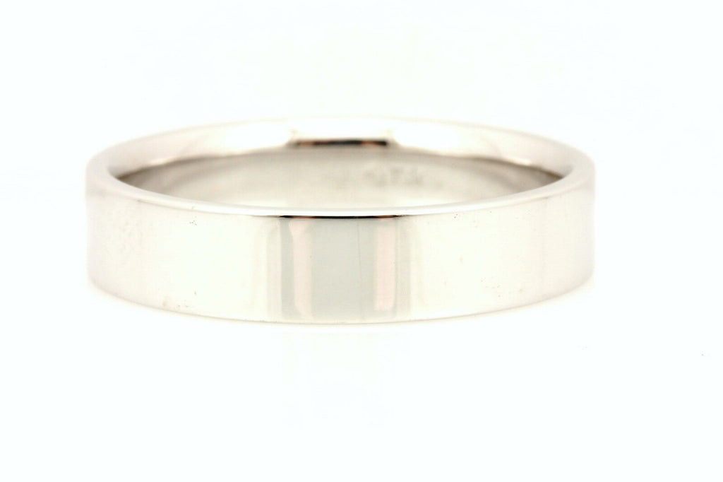 14k white gold Men's 5mm flat wedding band size 9 comfort fit ring 5.55g NEW