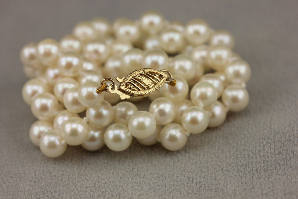 14k yellow gold 18 inch 5.5-6mm Chinese round cultured pearl strand necklace NEW