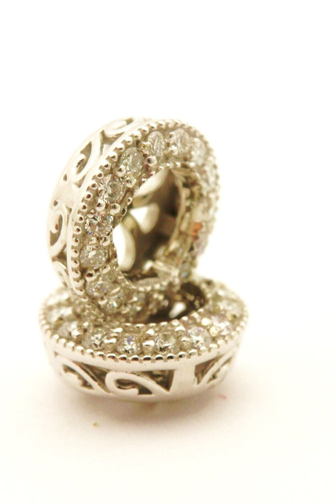 14k white gold 4.3mm round stud 0.27ctw diamond accent earring jackets 1.84g new