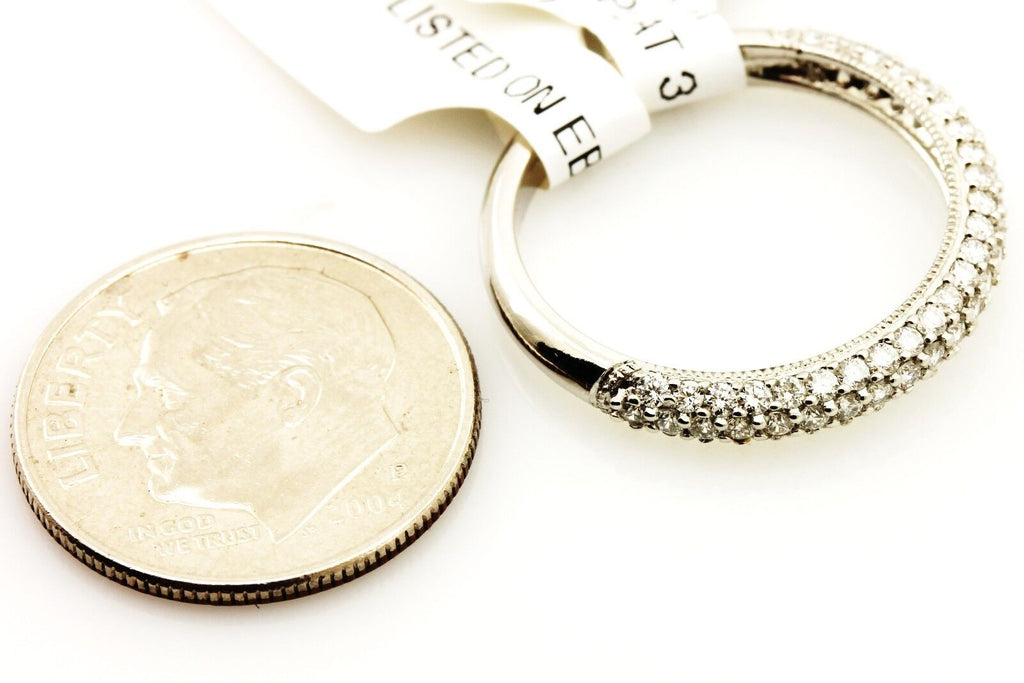 Platinum diamond 0.63ctw three row anniversary wedding band sz 6 2.93g NEW