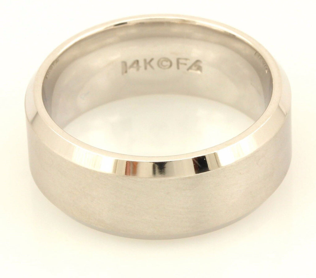14kw gold Men's 8mm wedding band satin center polish beveled edge ring sz 7.25
