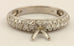 14k white gold 1ct 6.5mm round engagement ring semimount .65ctw diamond band