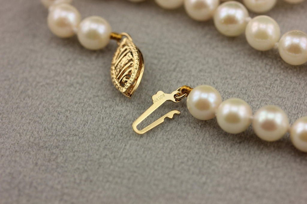 14k yellow gold 18 inch 5.5-6mm Chinese round cultured pearl strand necklace NEW