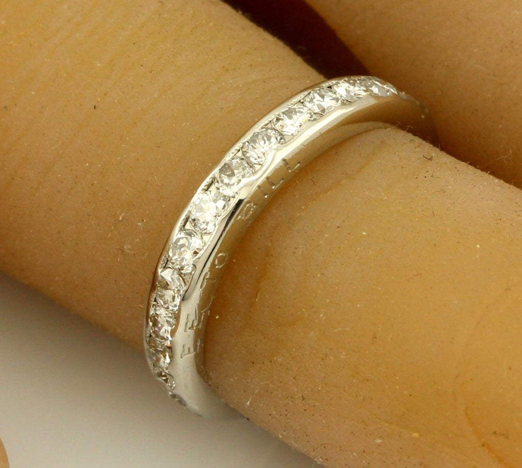 Platinum .81ctw round diamond eternity wedding band sz 4.25 ring vintage estate