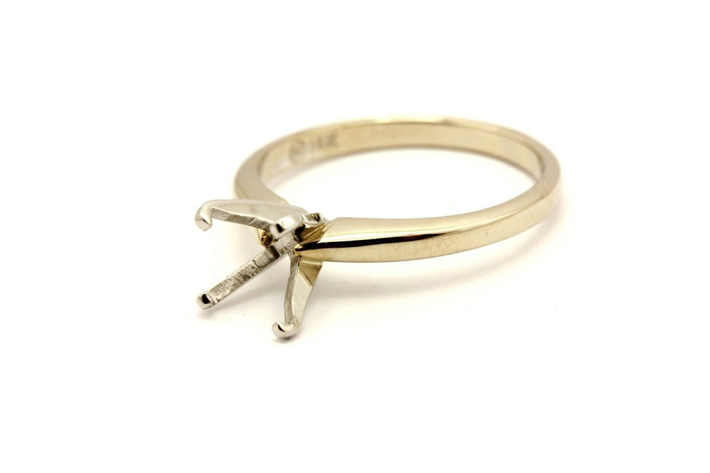 platinum 14k white gold 7.5mm round 4prong engagement ring sz7.5 setting 3.31g