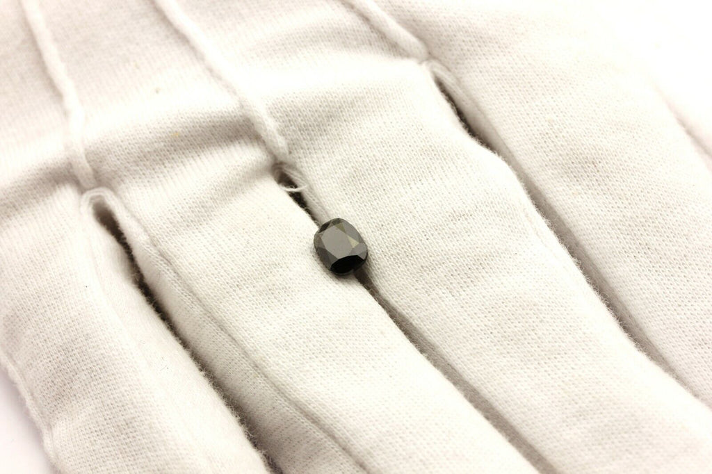 Natural black diamond cushion cut 1.35ct 7.77x5.52x3.03mm new loose gemstone