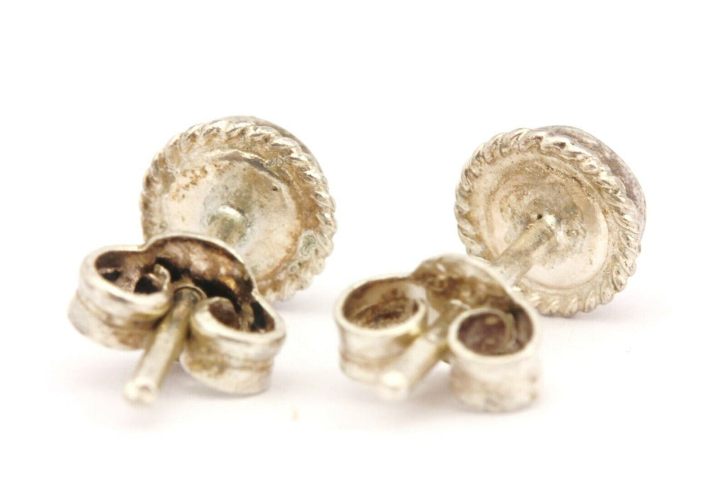 sterling silver 4.5mm abalone shell stud earrings 0.79g estate vintage