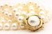 14k yellow gold round diamond Akoya pearl strand necklace 30 inch vintage estate