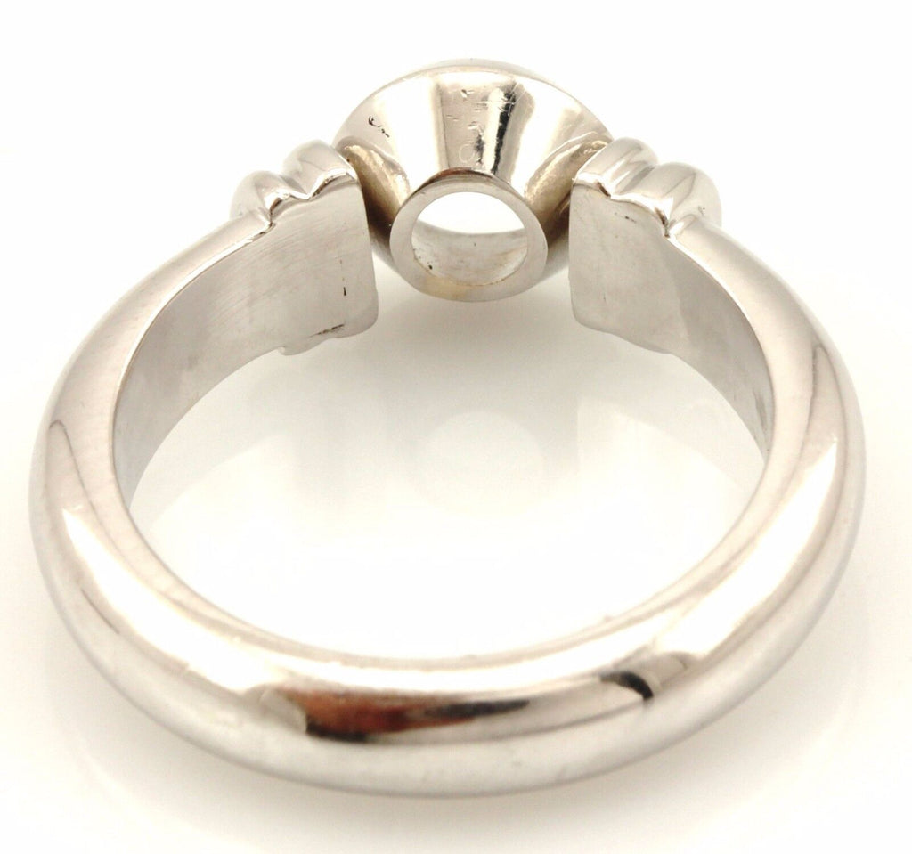 14k white gold 6mm 0.80ct round bezel solitaire engagement ring setting NEW