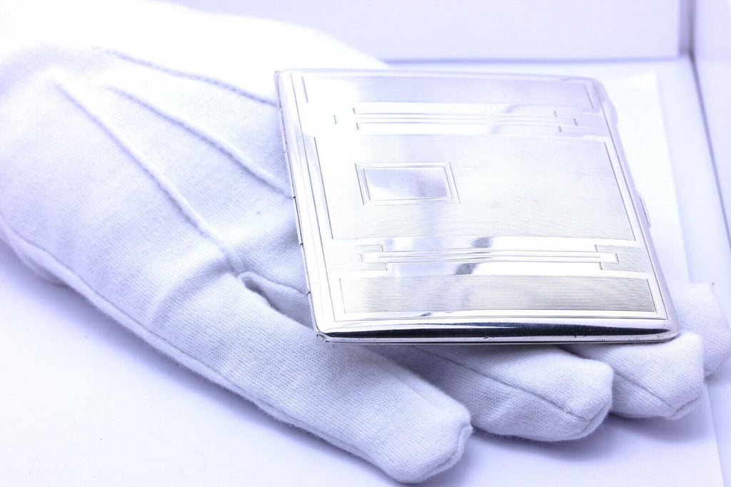 silver cigarette case pocket 86.39g UK British hallmarks vintage estate SLIPWAY