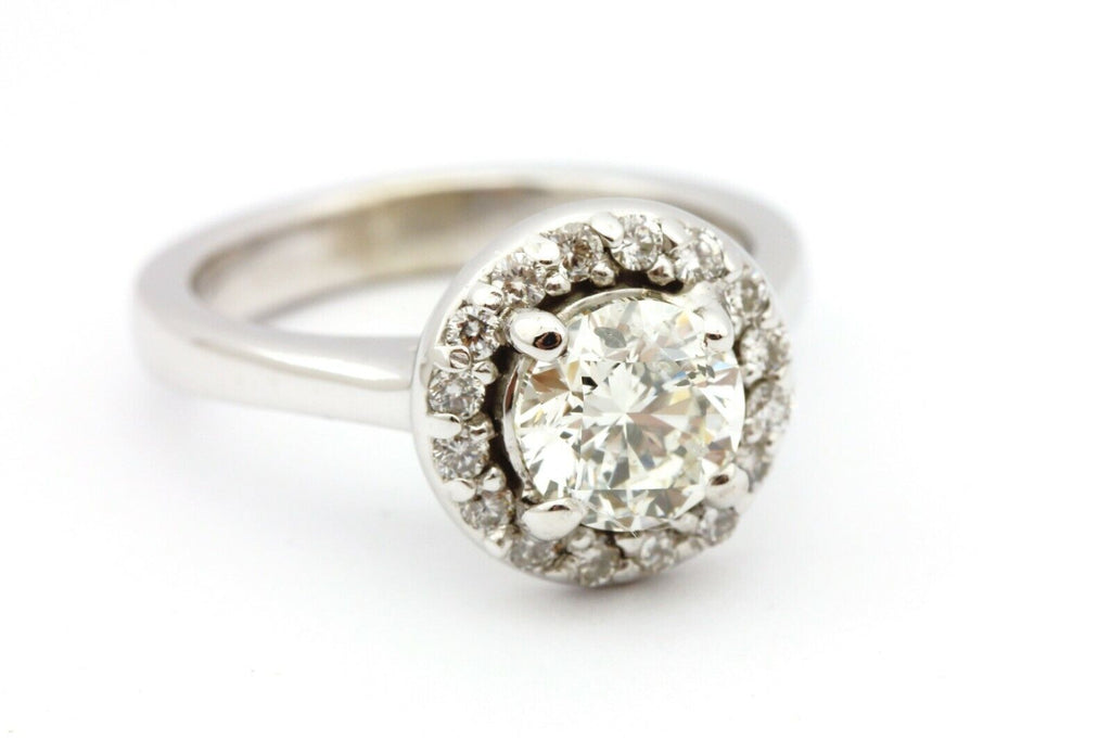 14k white gold GIA 1.04ct diamond 0.32ctw halo engagement ring size 4.25 4.93g
