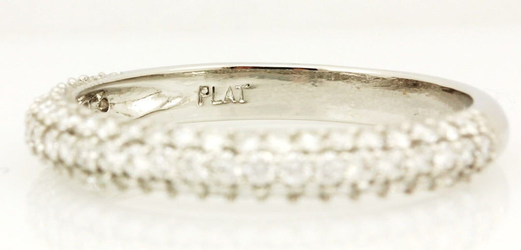 Platinum diamond 0.63ctw three row anniversary wedding band sz 6 2.93g NEW