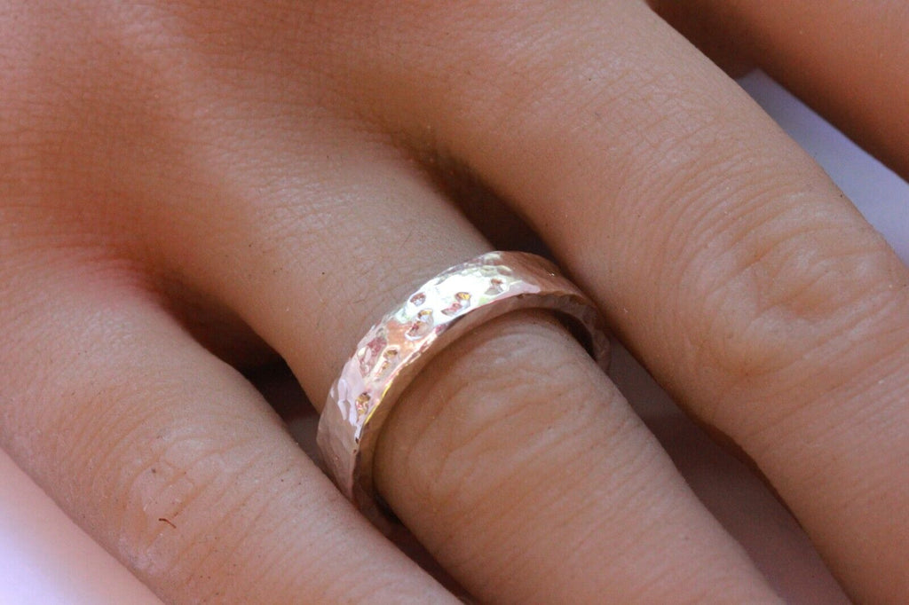 sterling silver Men's ring band hammered ducks in a row 5mm size 11 new 7.4grams