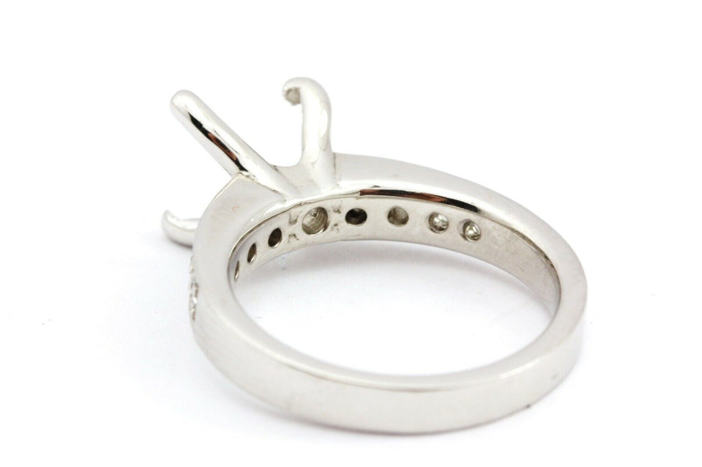 Platinum engagement ring semimount setting 6.8mm cushion .26ctw diamond accents