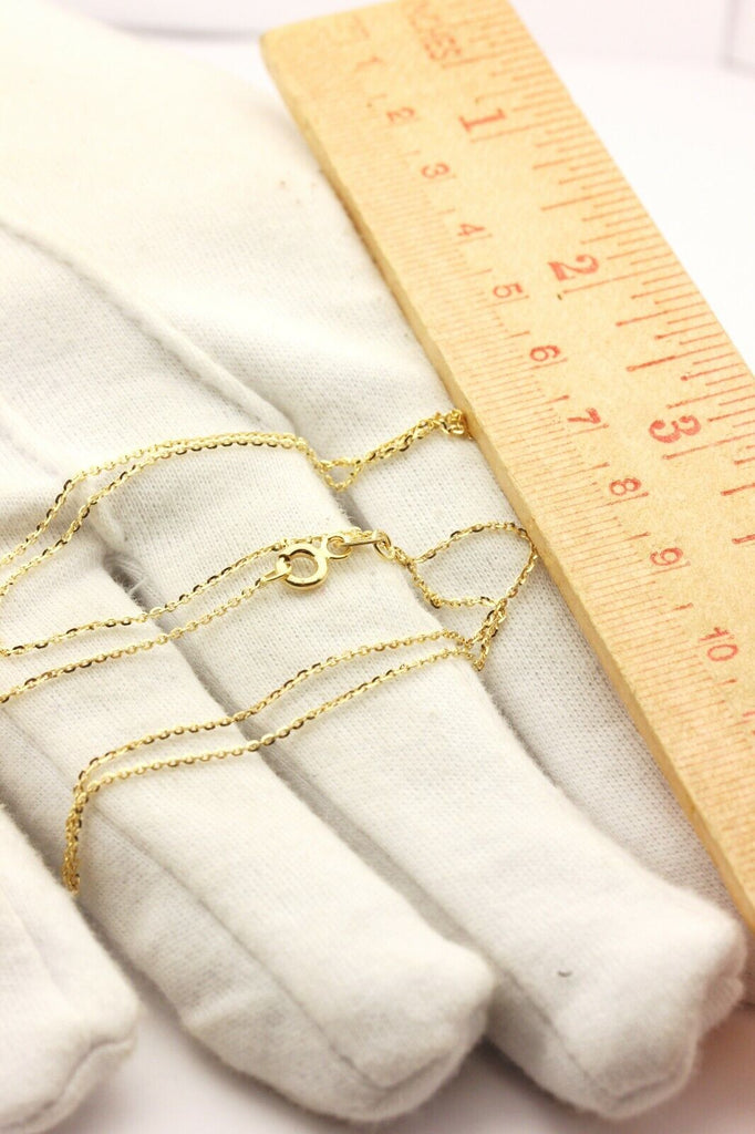 14k yellow gold oval d/c rolo chain necklace Italy 16 inch 1mm 1.27g spring ring