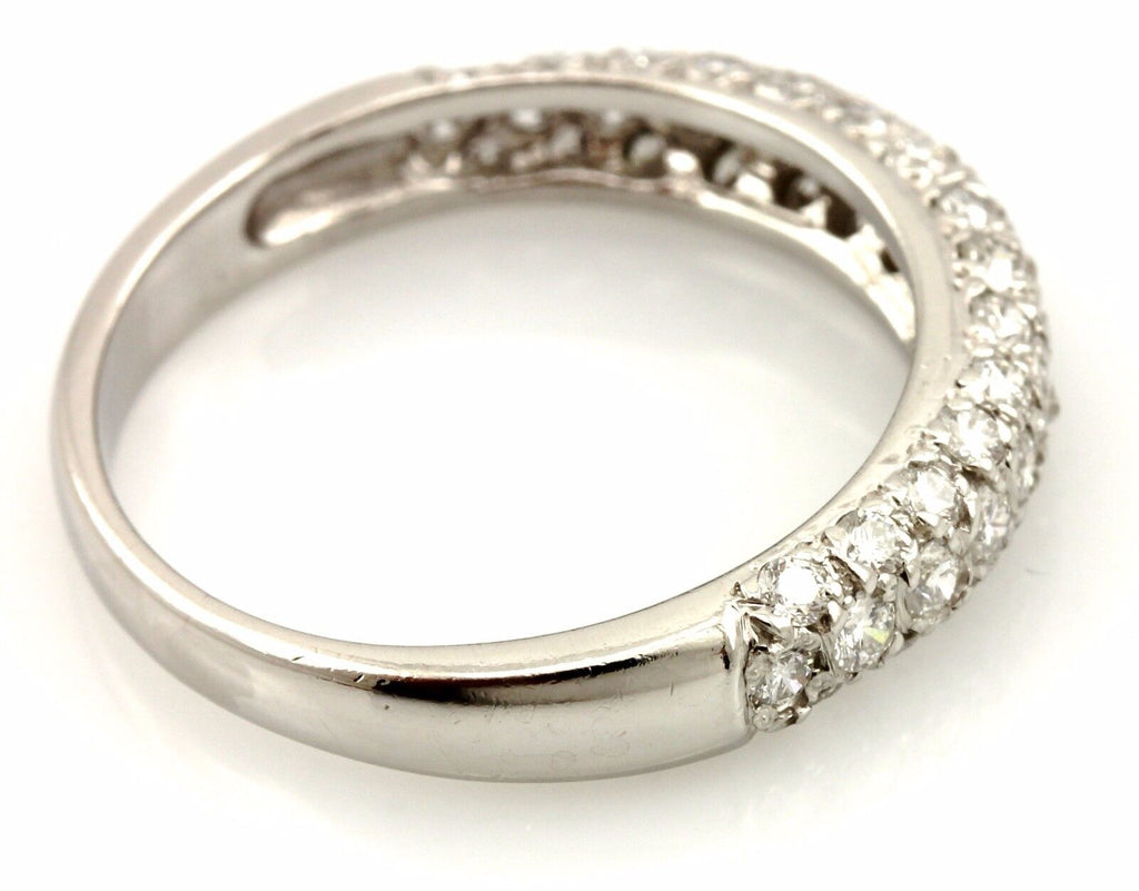 Platinum 0.66ctw round diamond pave wedding band 3.7mm ring size 5.25 NEW 3.67g