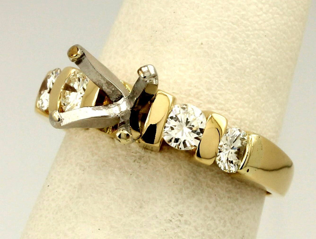 14k yellow gold engagement ring semimount 0.62ctw round diamond 6.5mm M&M estate