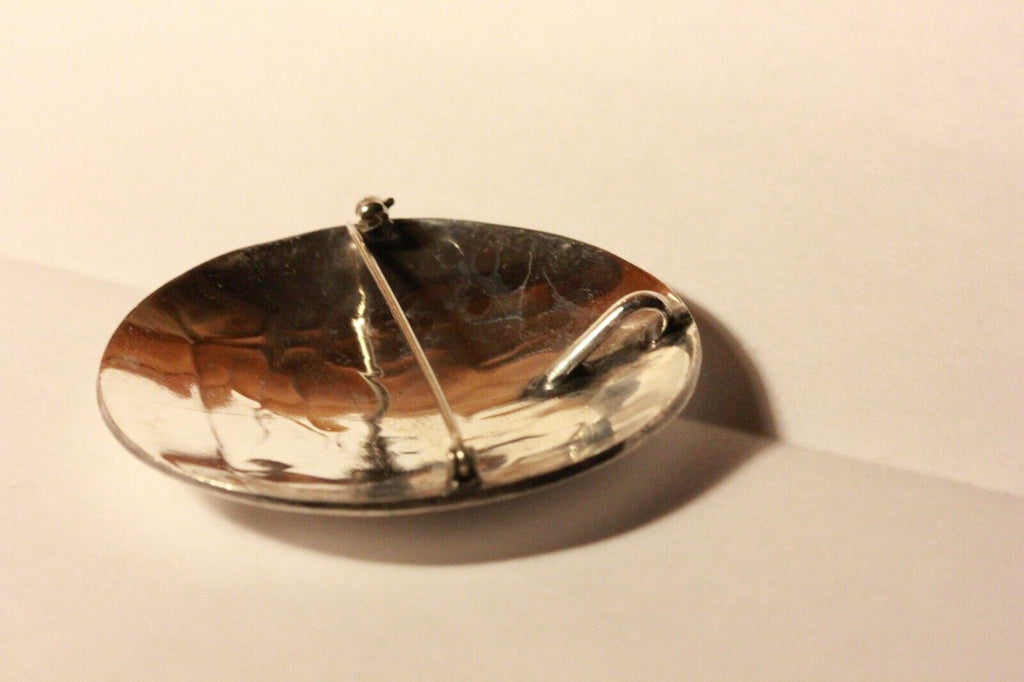 silver pendant brooch pin desert southwest road runner round 3 inch 24.7g estate